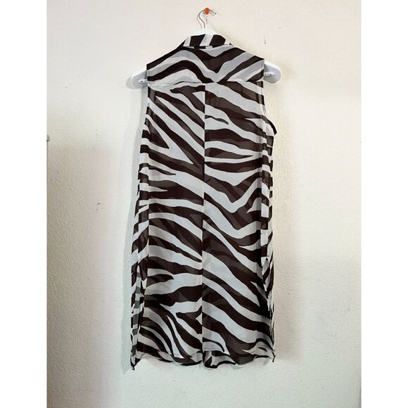 Chico's Womens Zebra Print Sleeveless Button Down Tunic Shirt Dress Size 1 Brown - Picture 4 of 12